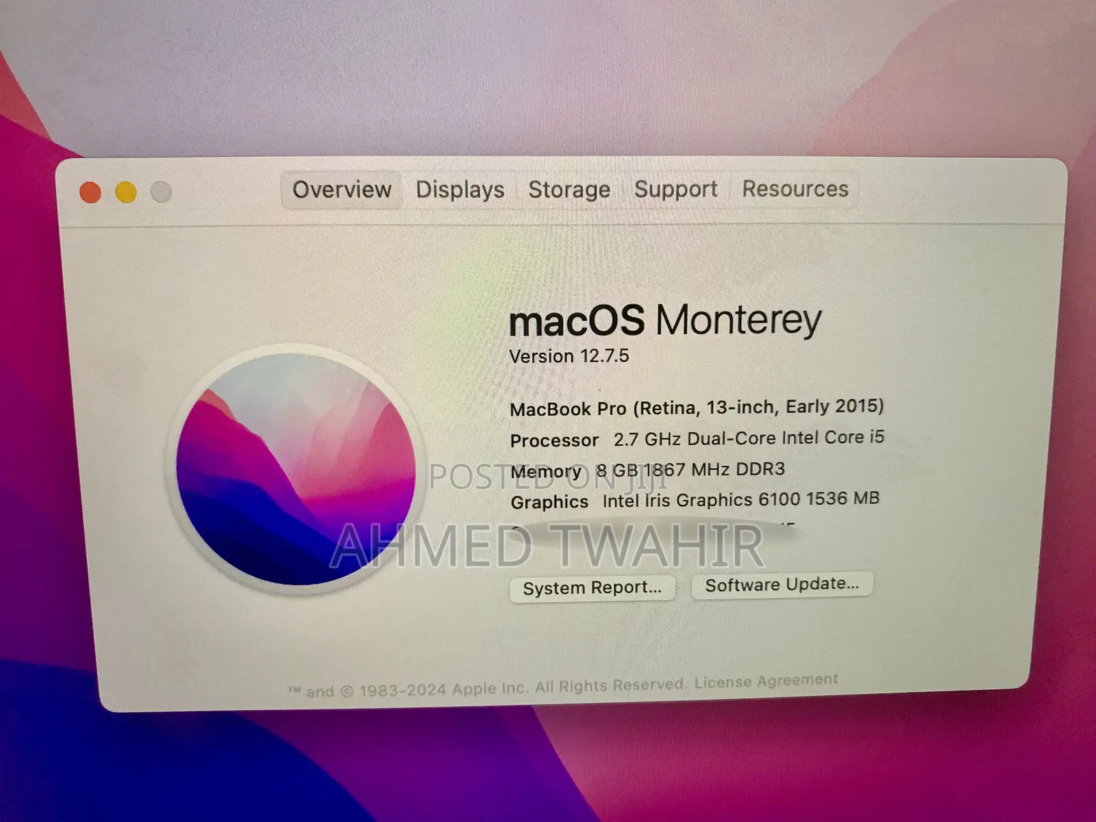 Laptop Apple MacBook Pro 8GB Intel Core i5 SSD 512GB