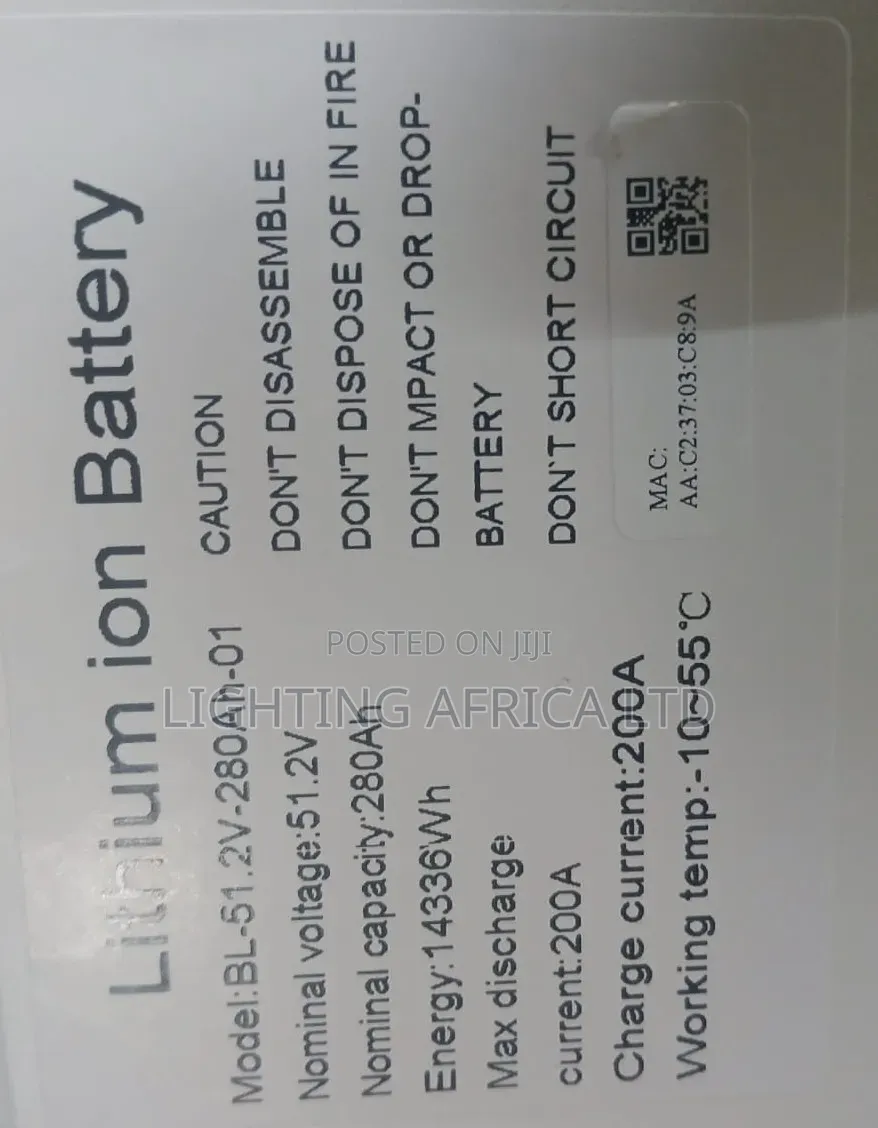 Snadi 14kwh - 48v Lithium Ion Battery 280Ah 6000 Cycle
