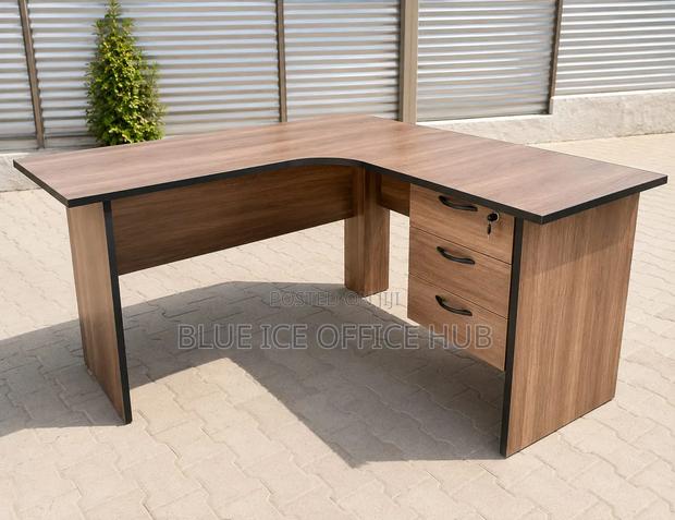 Executive Lshape Office Desk With Lockable Drawer - thumbnail 2