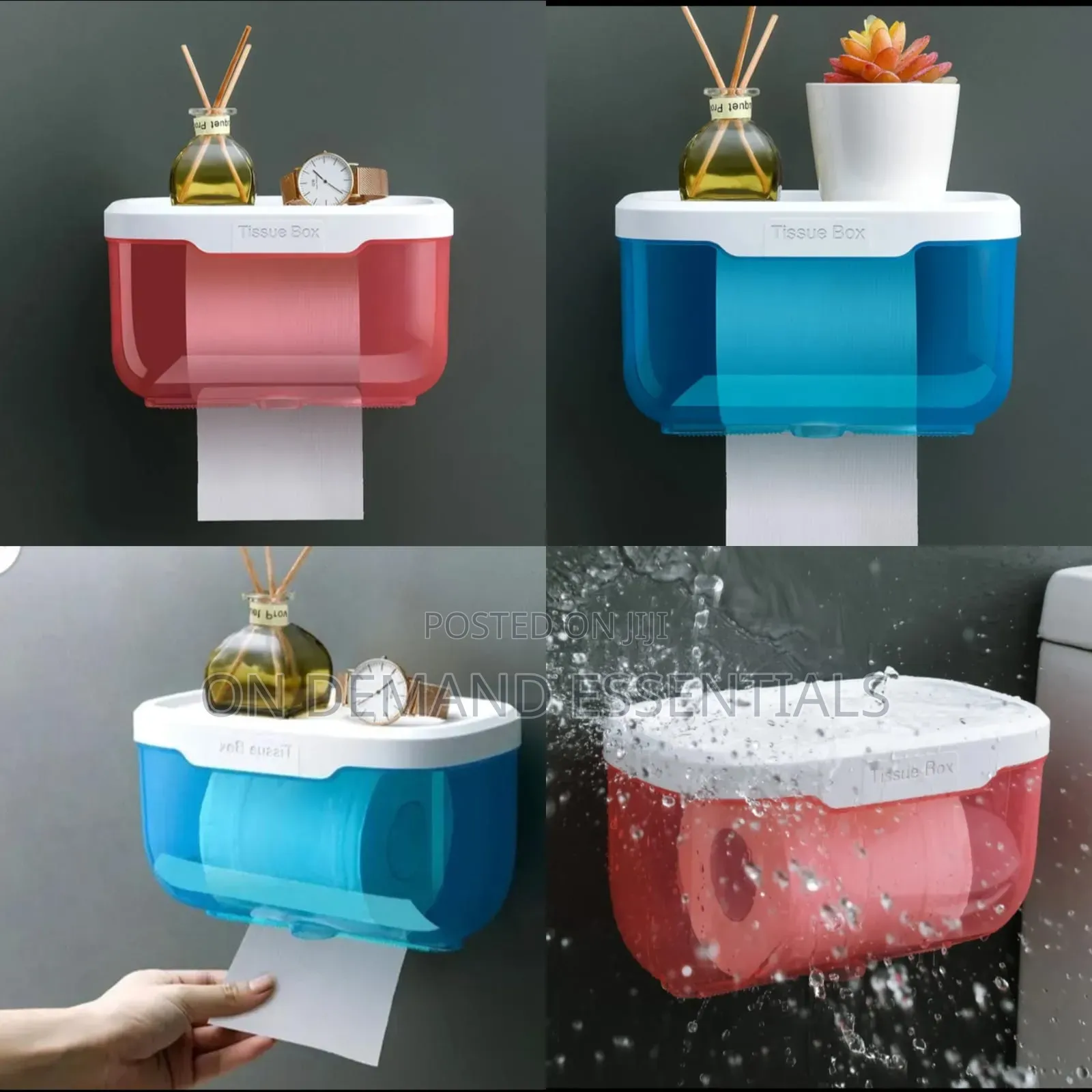 Tissue Holder Wall Mountable With Adhesive Stickers