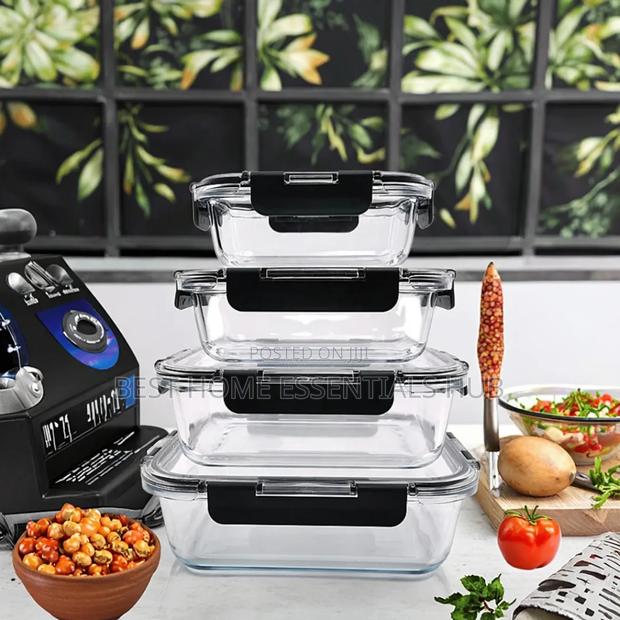 *4pcs Airtight Borosilicate Glass Food Storage Containers Set