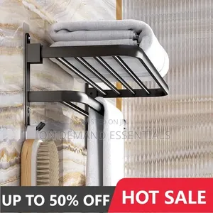 Bathroom Wall Mounted Towel Rack Accessory With Hooks