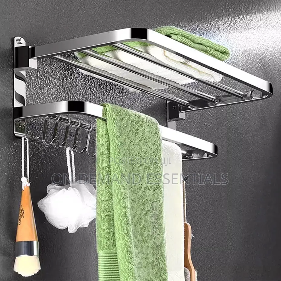 Aluminum Premium Heavy Duty Bathroom Wall Mounted Towel Rack Accessory