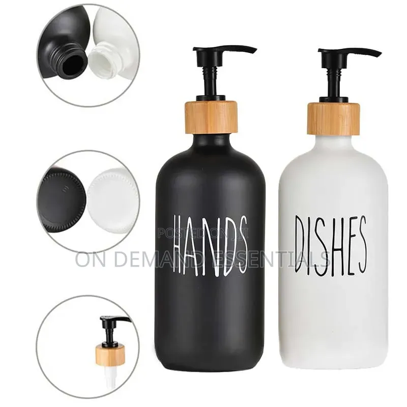 Dual Hand Wash Soap Dispenser With Bamboo Holder