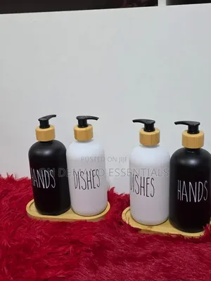 Dual Hand Wash Soap Dispenser With Bamboo Holder