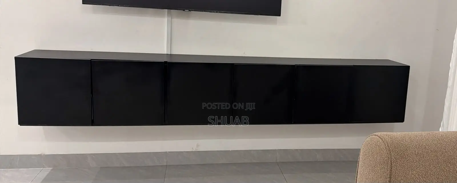Modern Floating TV Cabinet – Matte Blac