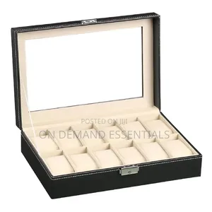12 Slots Leather Watch Case Storage Box