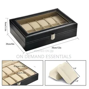 12 Slots Leather Watch Case Storage Box