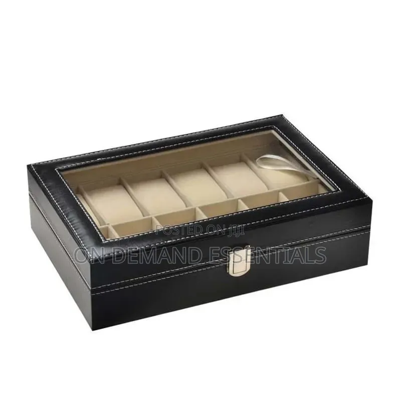 12 Slots Leather Watch Case Storage Box