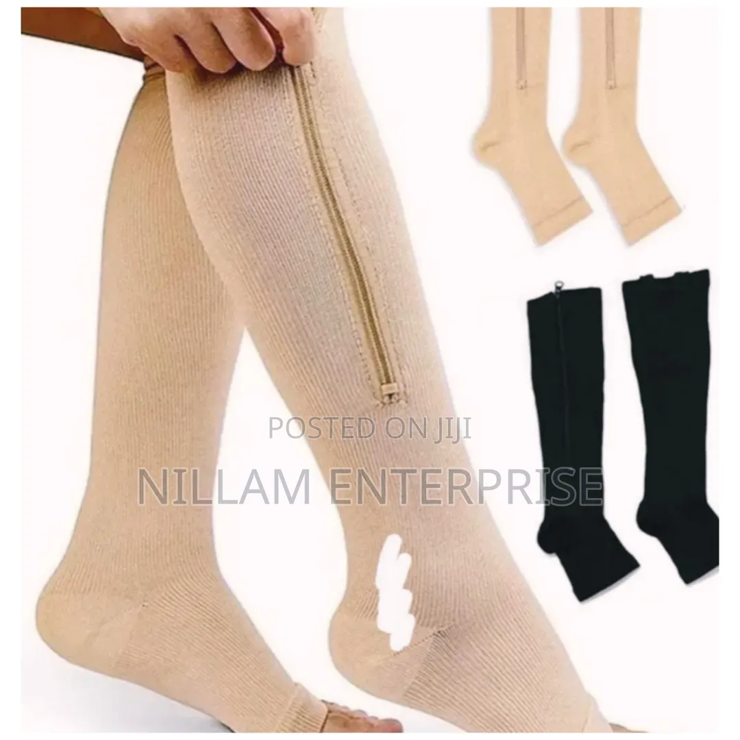 Long Zipper Compression Socks Open Toe*