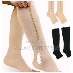 Long Zipper Compression Socks Open Toe*