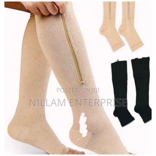 Long Zipper Compression Socks Open Toe*
