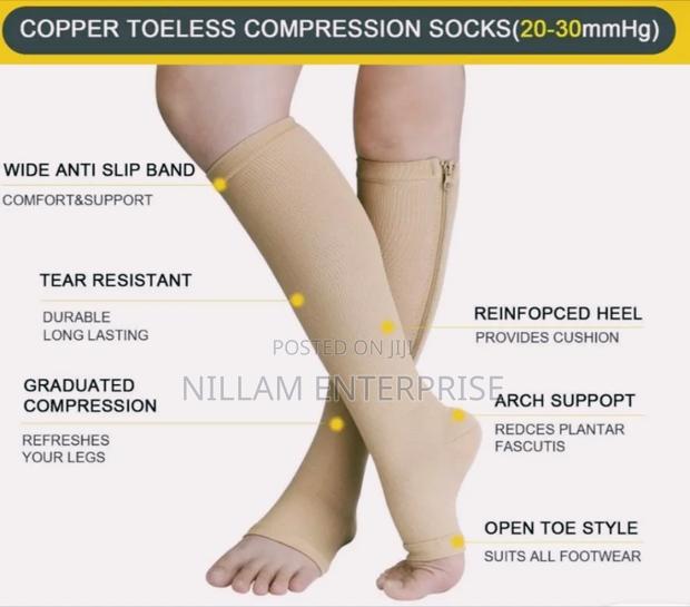 Long Zipper Compression Socks Open Toe* - thumbnail 2