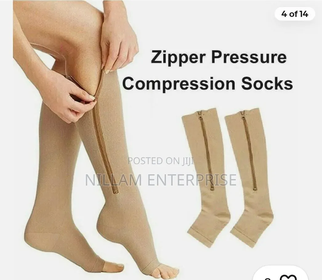Long Zipper Compression Socks Open Toe*