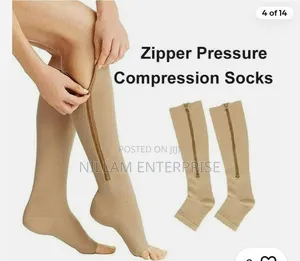 Long Zipper Compression Socks Open Toe*