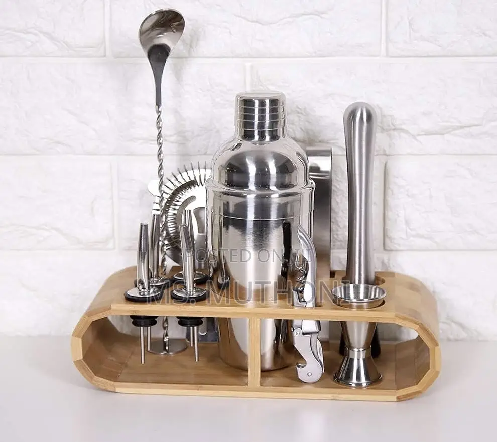 ultimate 12-Piece Cocktail Kit Complete With a Bamboo Display Stand