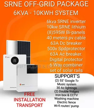 SRNE 6kva - 10kwh Lithium - (8) 595W Solar - Free Installation