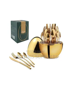36pc Executive Egg-Shaped Cutlery Set Gold