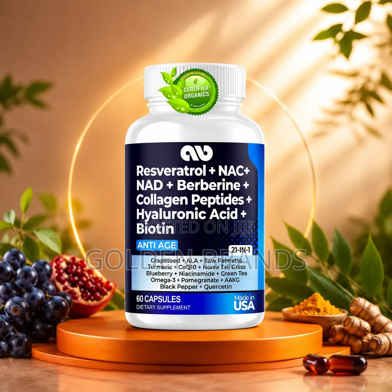 Powerful Anti-Aging–21-in-1 Resveratrol Nad+ for Radiant Skin Hair