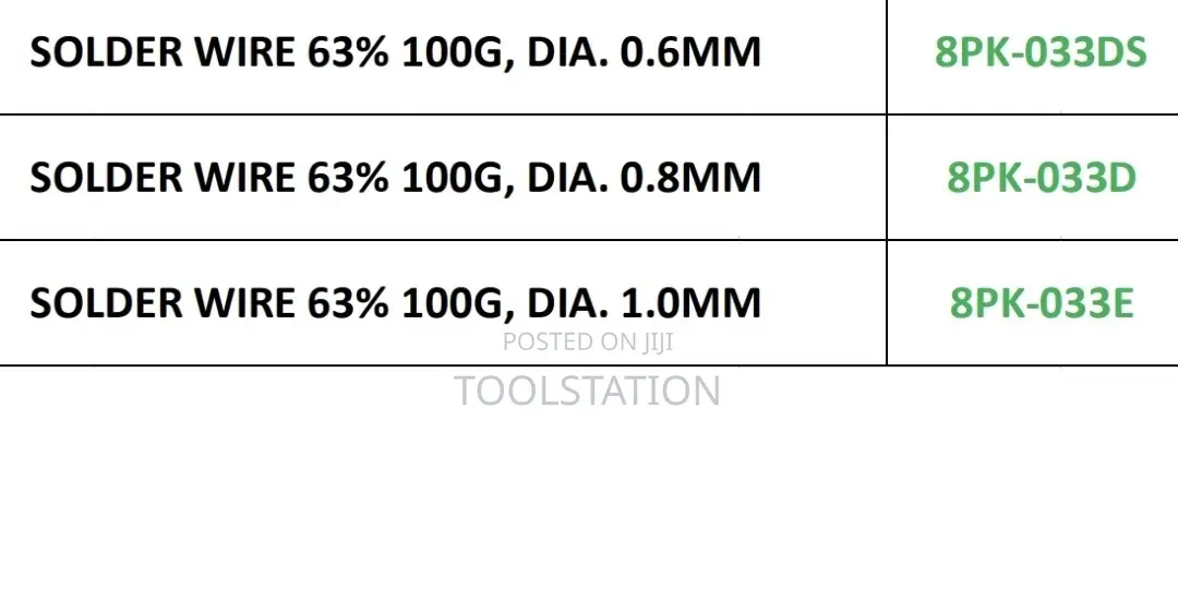 Solder Wire 63% 100g, Dia. Available in 0.6/0.8/1.0 Mm High Quality