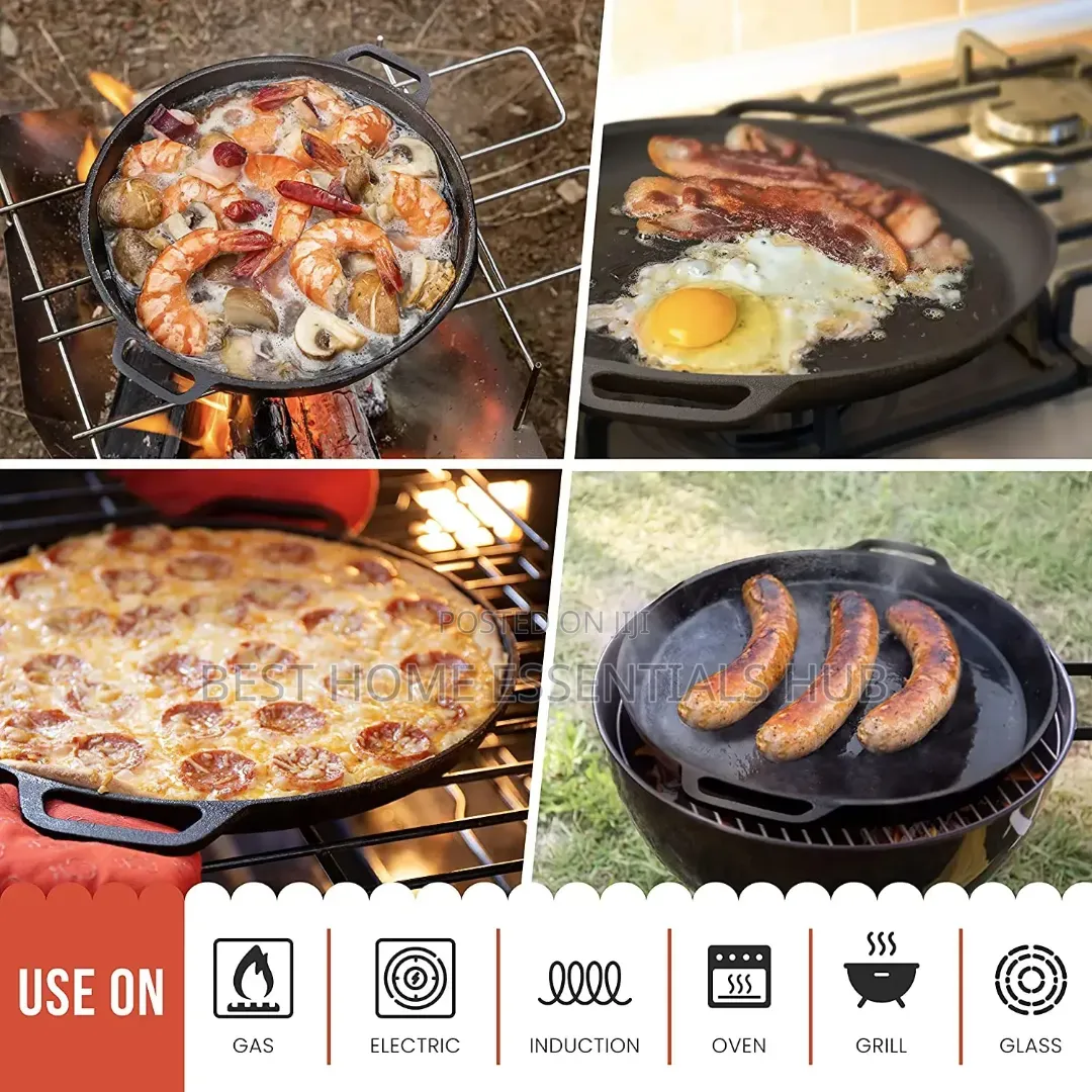 *33cm Pre-Seasoned Skillet Cast Iron/Griddle Pan