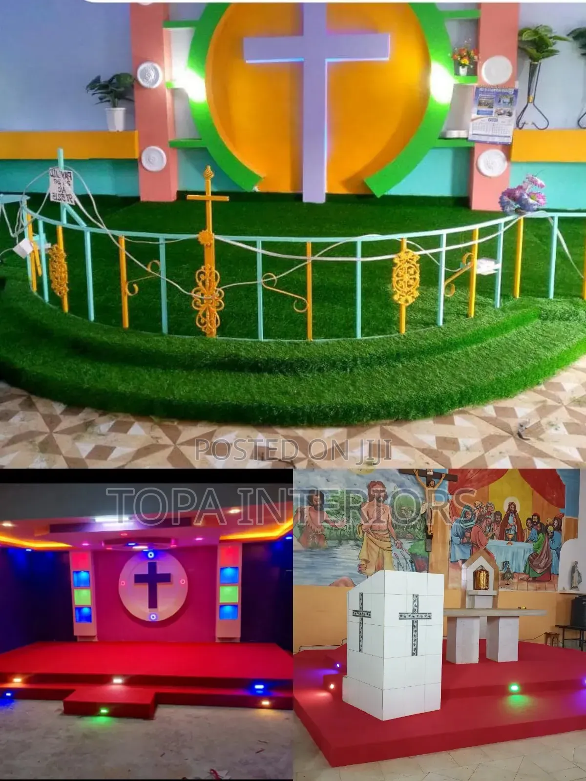 Natural Look Church Altar Decor Artificial Green Floor Grass Carpets