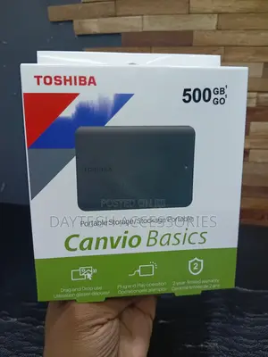 This Is a Toshiba Canvio Basics Portable Hard Drive 500GB Capacity