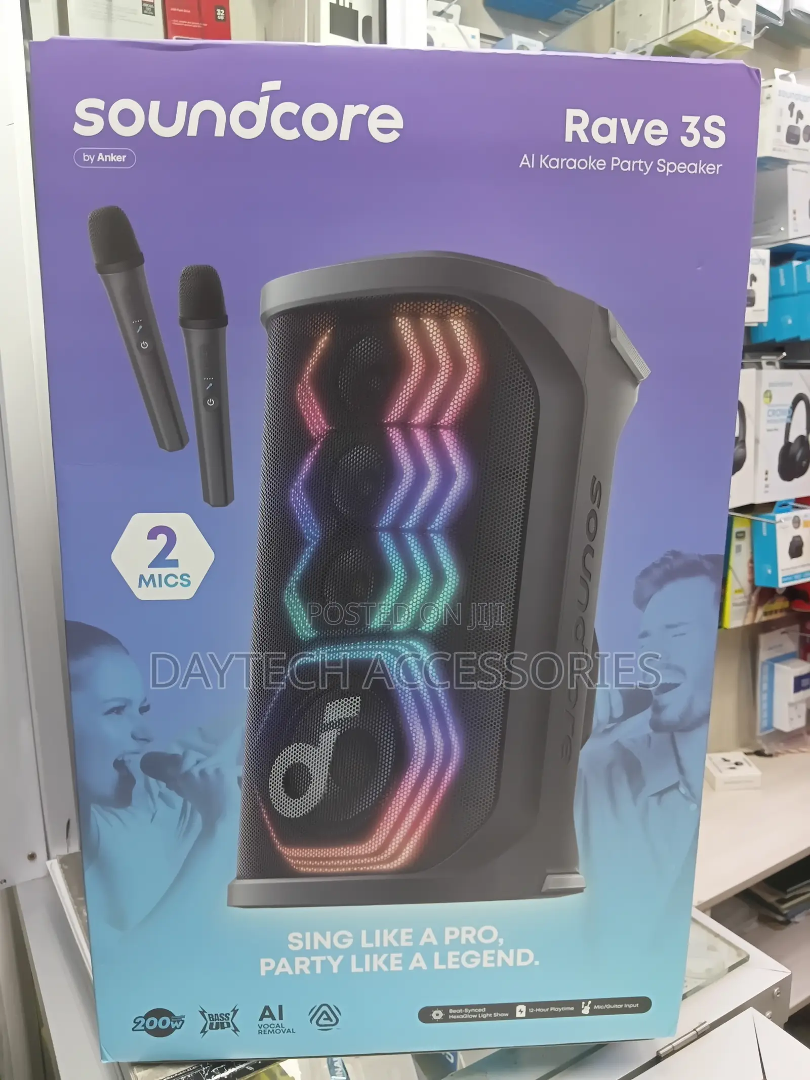 Anker Soundcore Rave 3S Party Speaker With Dual Wireless Microphones.