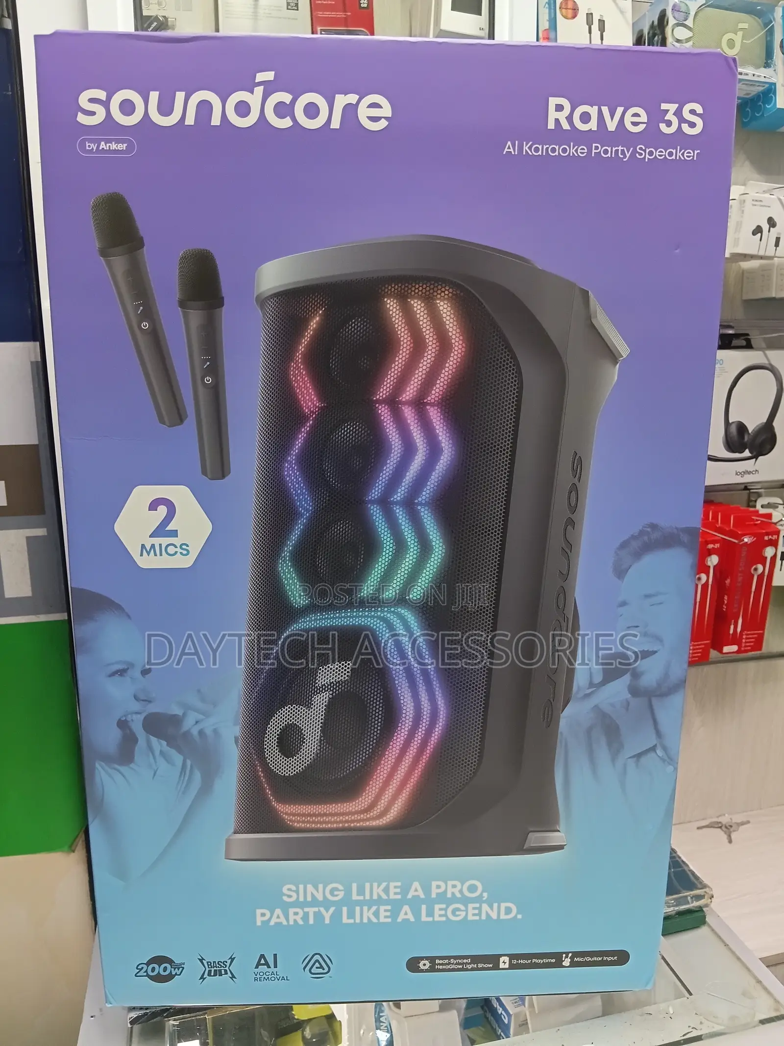 Anker Soundcore Rave 3S Party Speaker With Dual Wireless Microphones.