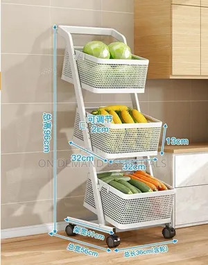 3 Compartment Kitchen Vegetable Cart