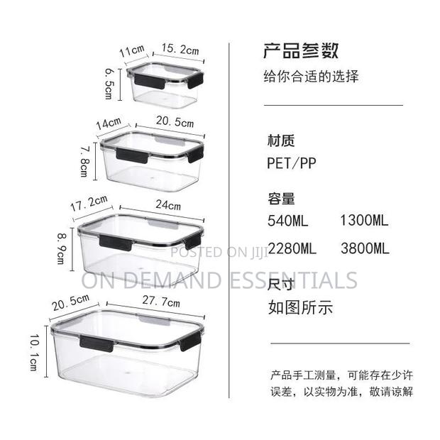 4pc Set Sealed Refrigerator Large Capacity Food Container Set - thumbnail 2