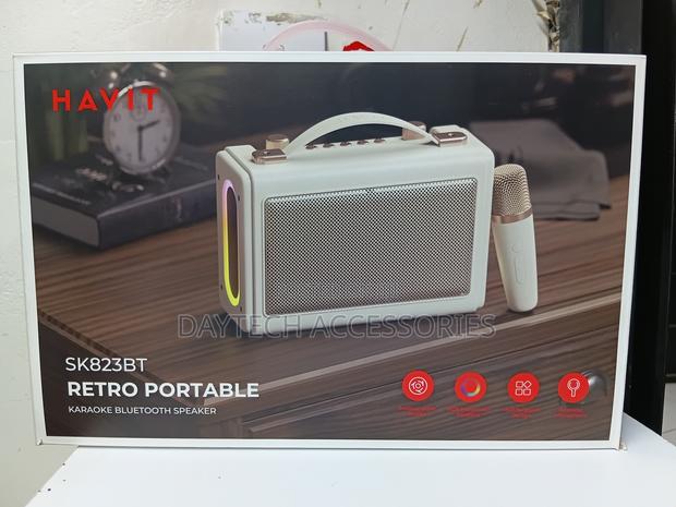 This Havit SK823BT Retro-Style Speaker Includes a Wireless Microphone. - thumbnail 2