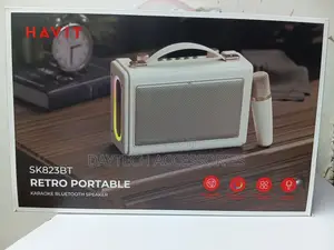 This Havit SK823BT Retro-Style Speaker Includes a Wireless Microphone.