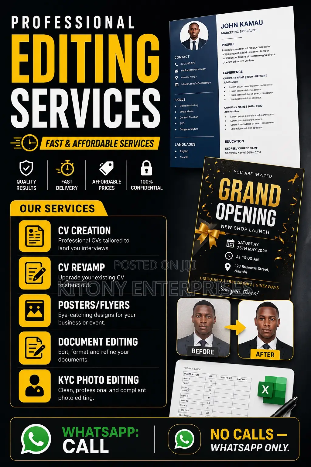 Kitony Official — Cvs, Posters, Kyc Editing, Ads Online Services