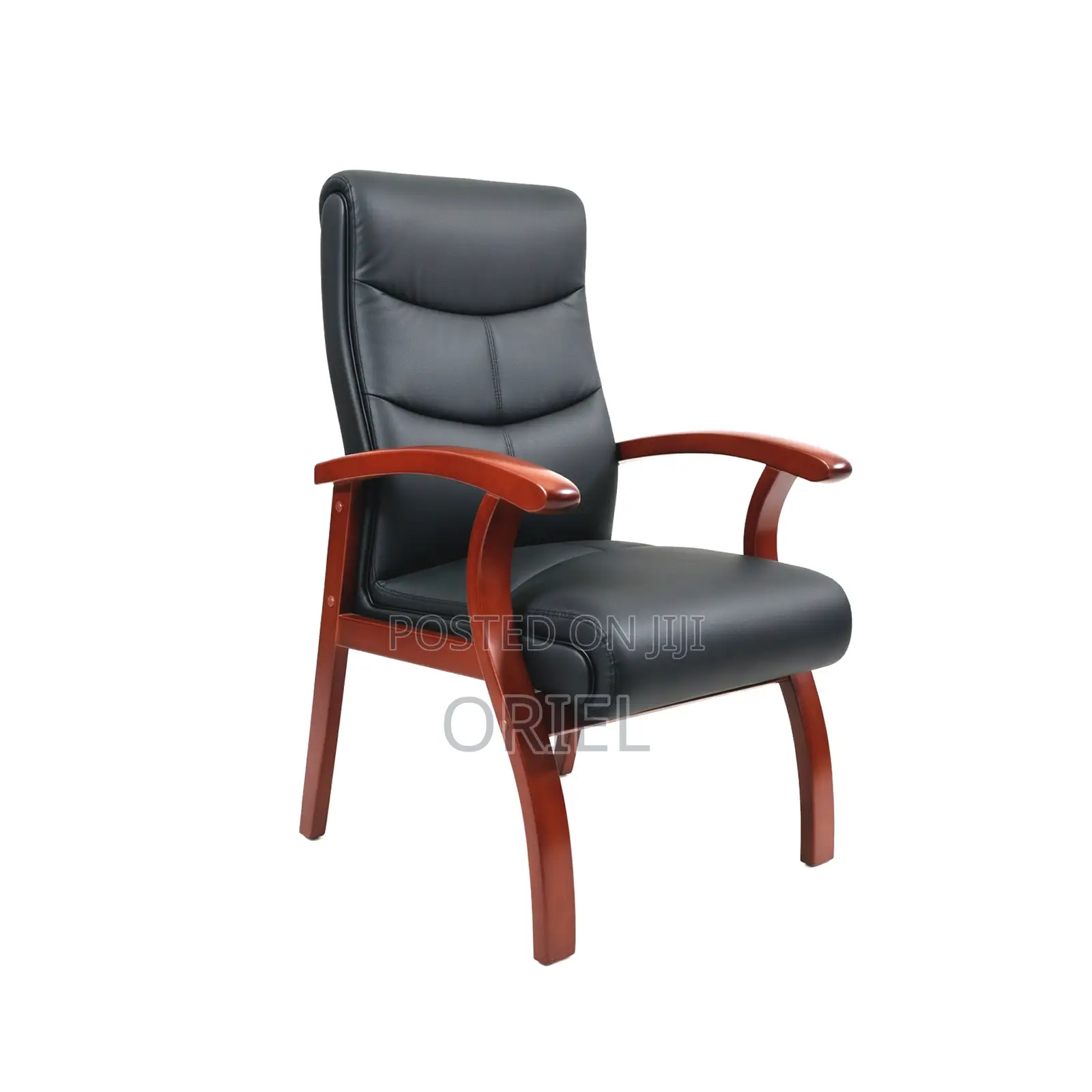 Office Chair : Wooden Arms Office Leather Chair