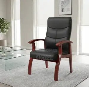 Office Chair : Wooden Arms Office Leather Chair