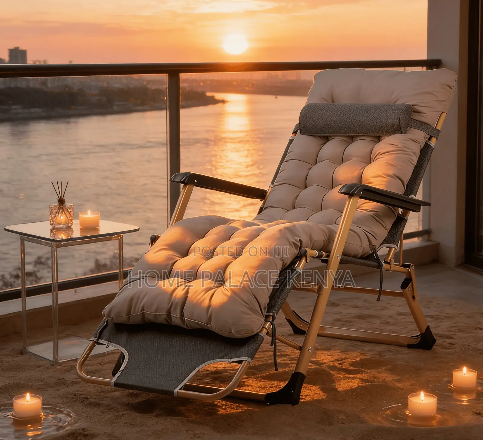 Sun Lounger: Folding Oxford Reclining Nap Chair