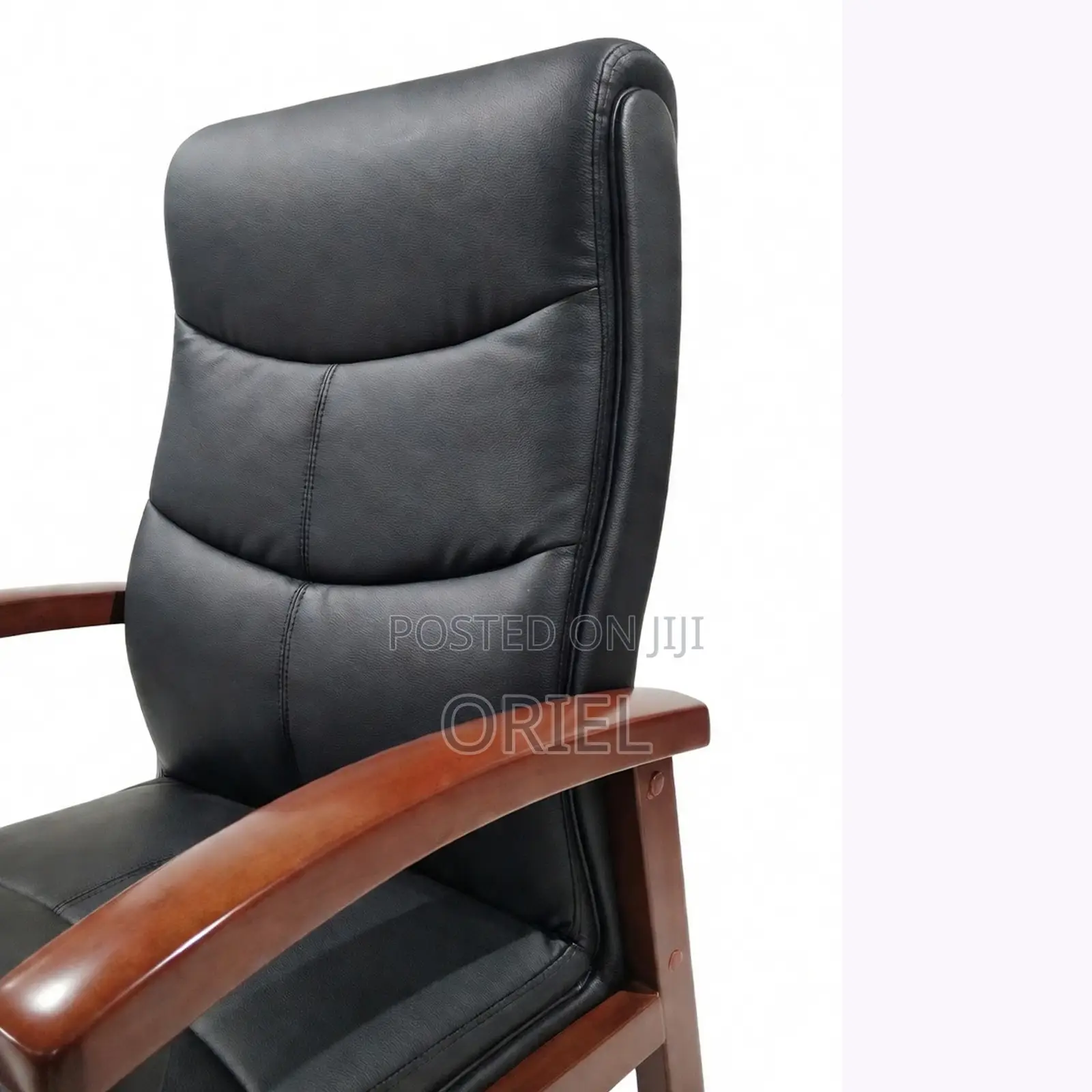 Office Chair : Wooden Arms Office Leather Chair