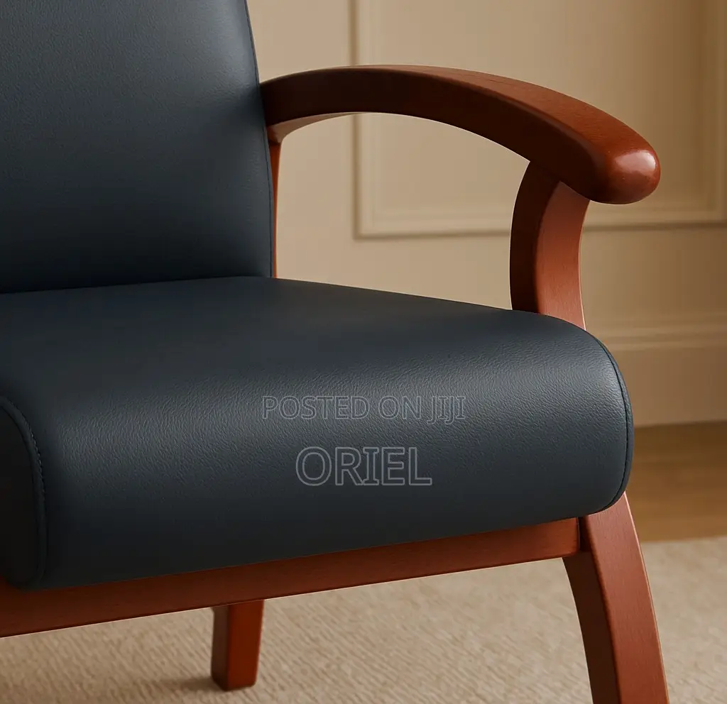Office Chair : Wooden Arms Office Leather Chair