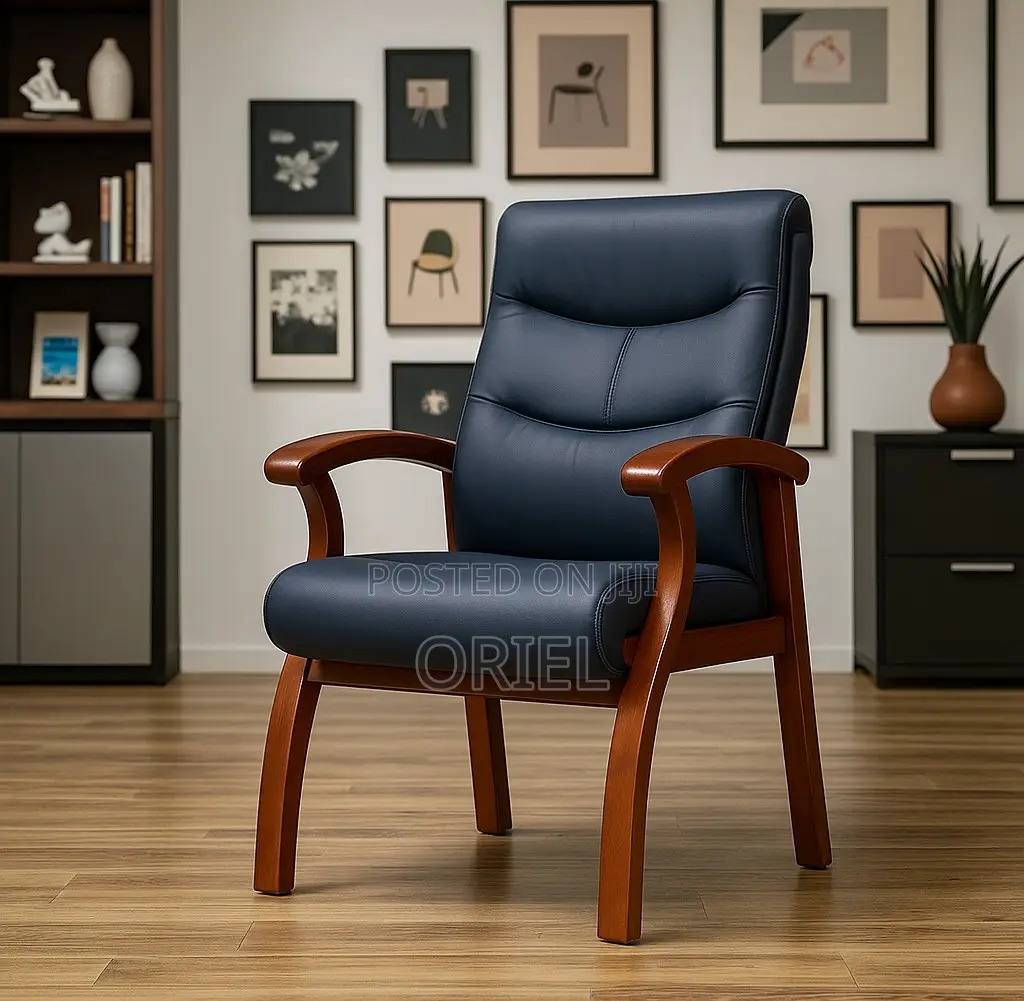 Office Chair : Wooden Arms Office Leather Chair