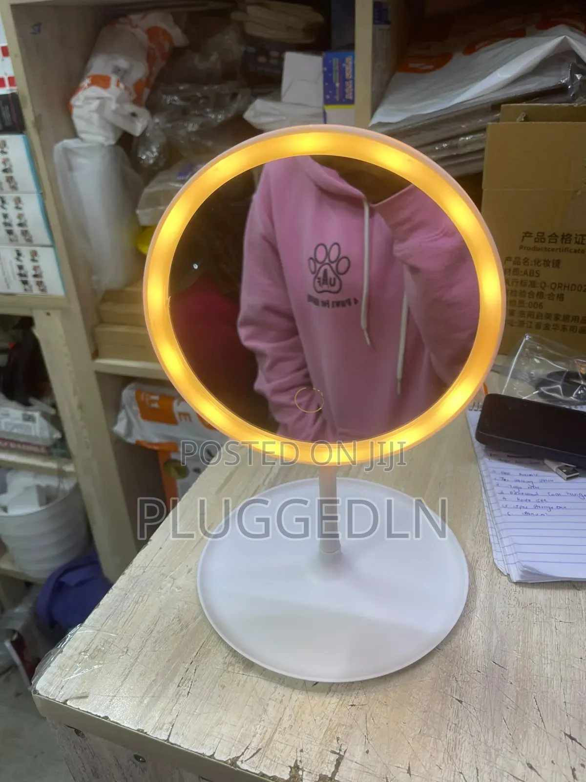 LED Makeup Mirror With a Storage Tray Sensor Touch
