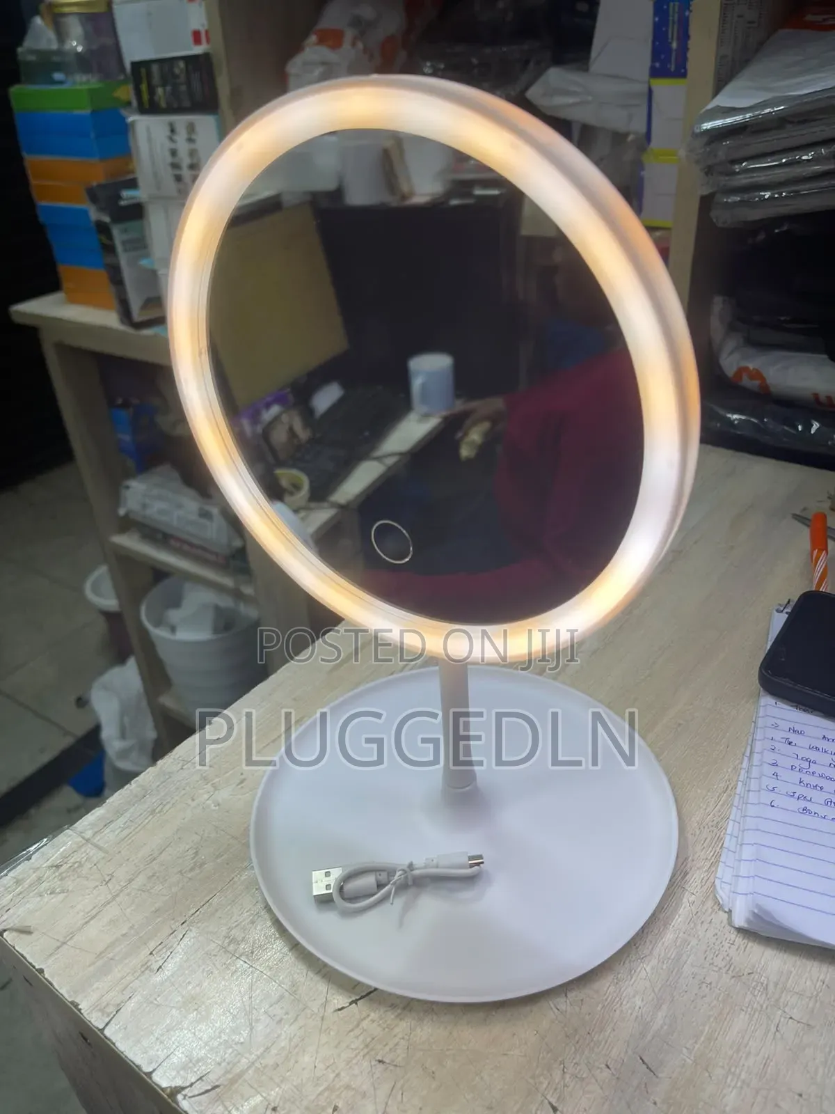LED Makeup Mirror With a Storage Tray Sensor Touch