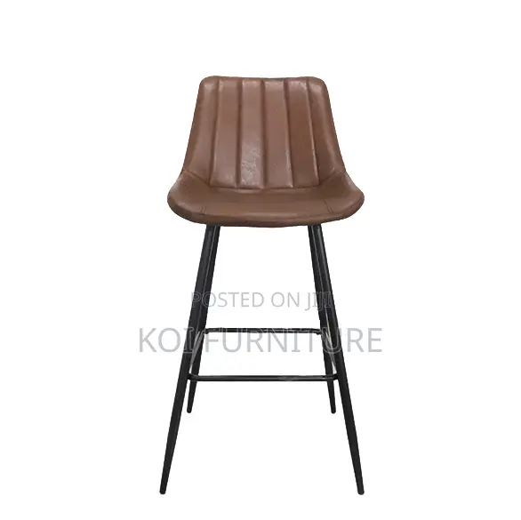Barstool; Leather Modern Barstools With Metallic Legs