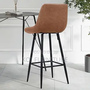 Barstool; Leather Modern Barstools With Metallic Legs