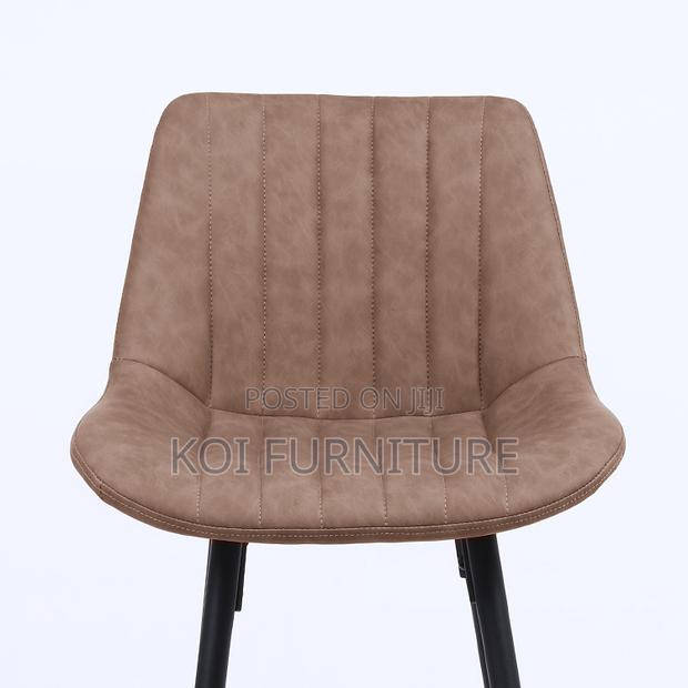 Barstool; Leather Modern Barstools With Metallic Legs - thumbnail 4