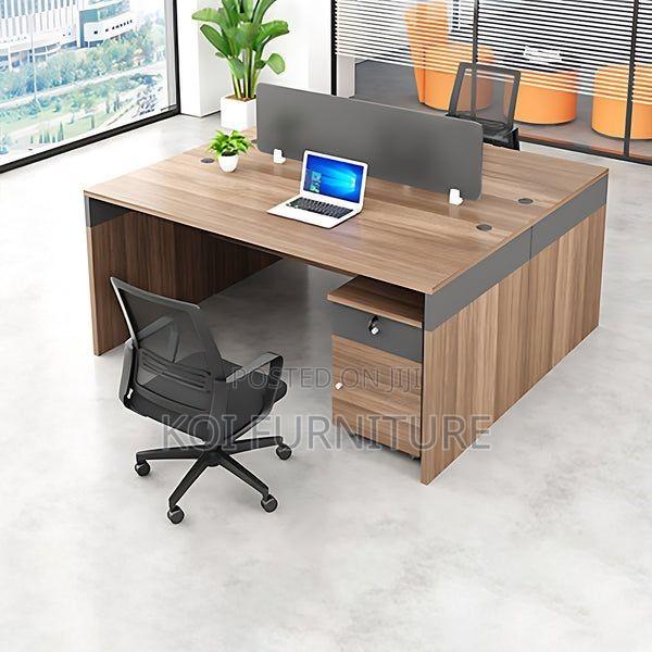 Office Workstation; Two Users Wooden Open Partioned Workstation