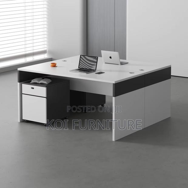 Office Workstation; Two Users Wooden Open Partioned Workstation - thumbnail 4