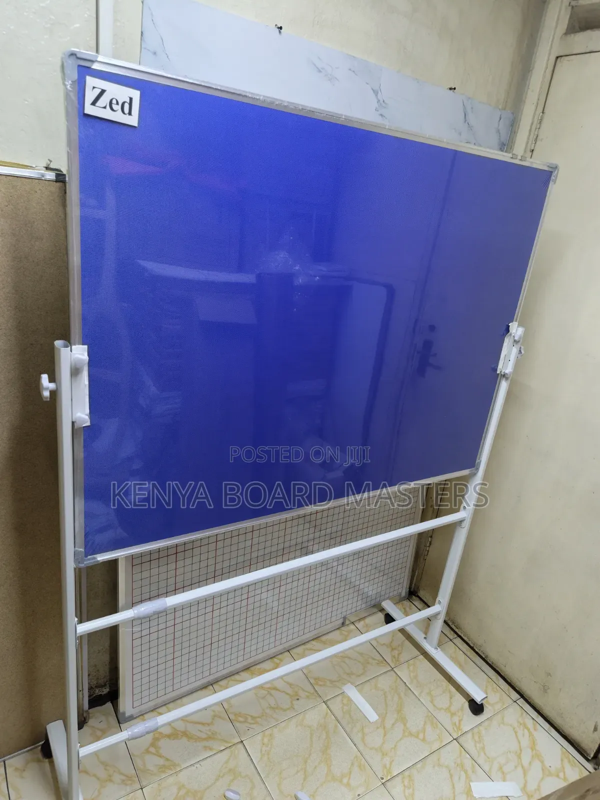 Blue Notice Board on a Movable Stand