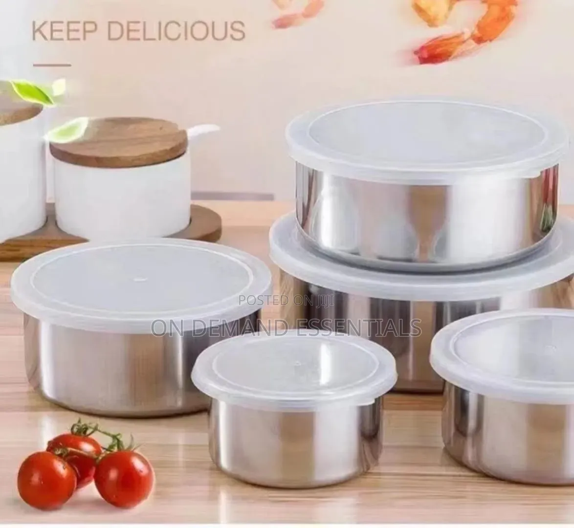 5pcs Stainless Steel Fresh Storage Box