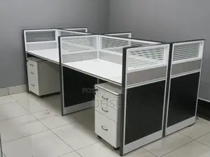 Office Workstation; 4 Way Workstation 2.4m X 1.2m in Grey